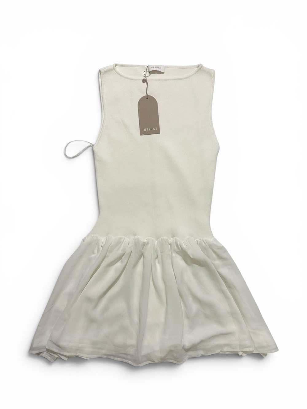 NWT💕 MESHKI Ashleigh Knit and Chiffon Mini Dress SMALL - Picture 2 of 8